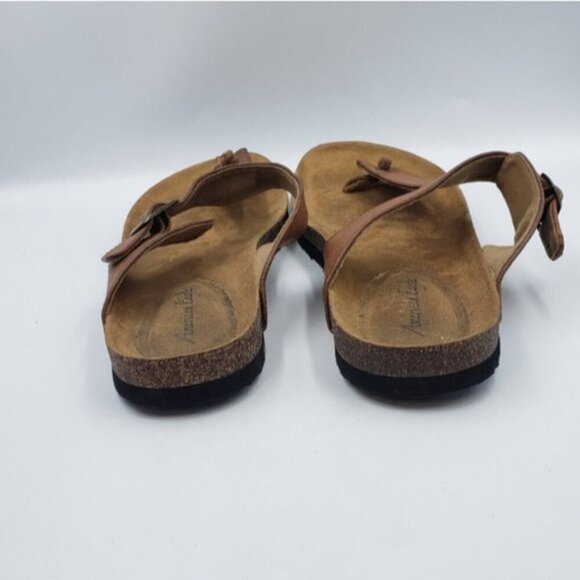 American Eagle Faux Leather Slip On Sandals Size 11 Brown - Picture 6 of 14